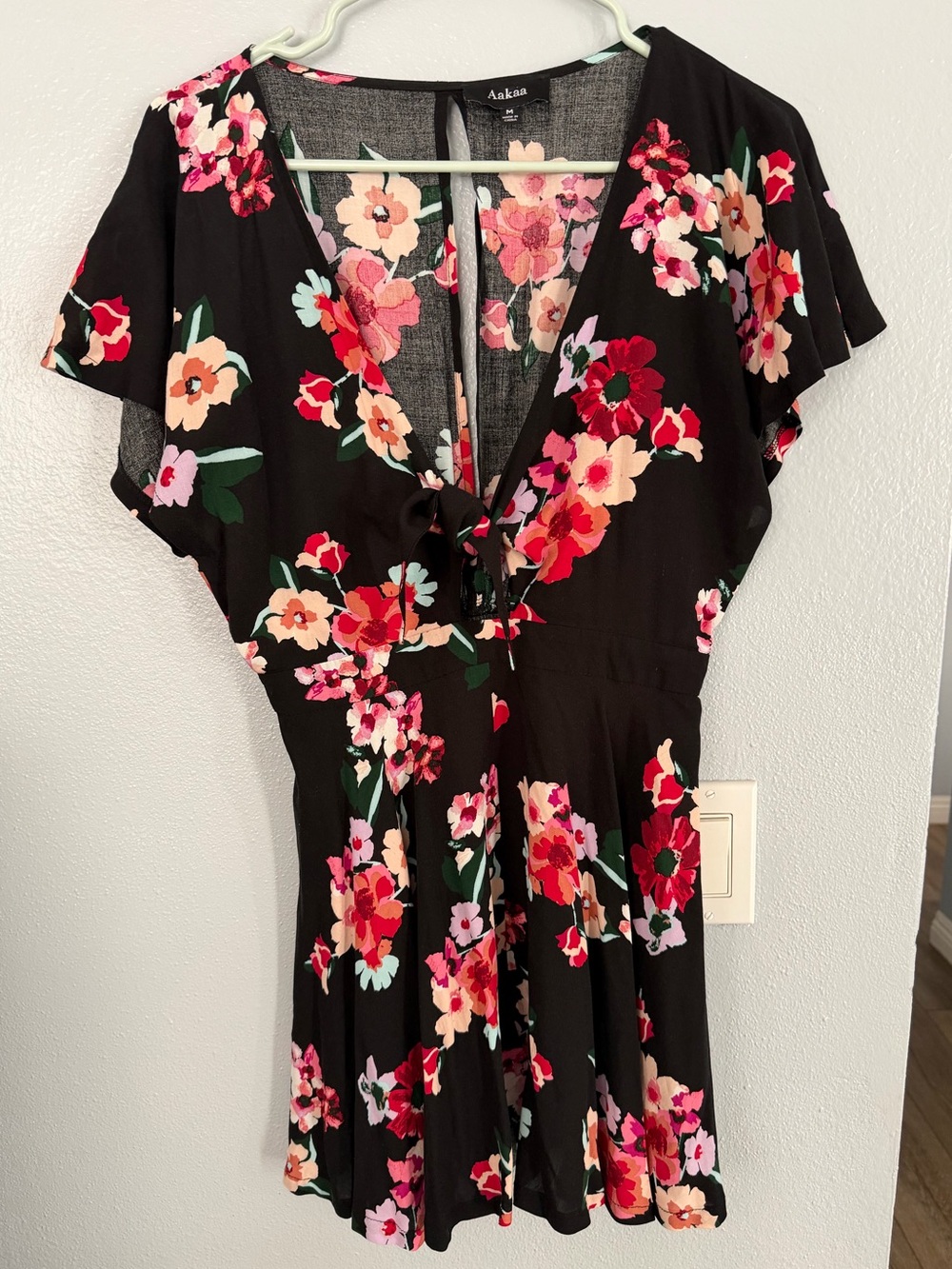 Aakaa black floral romper size M
